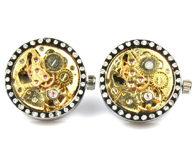 Best cufflinks with customizable monograms for a unique and personal gift-Black Movement Watch Cufflinks