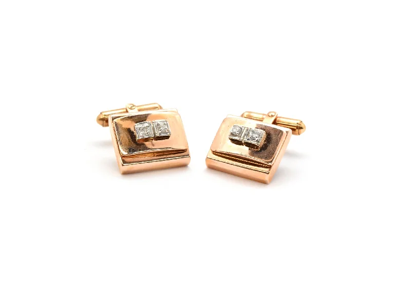 Best cufflinks with rose gold plating for a trendy and luxurious finish-14k Rose Gold 0.18cttw Diamond Cufflinks, 19.40 Grams