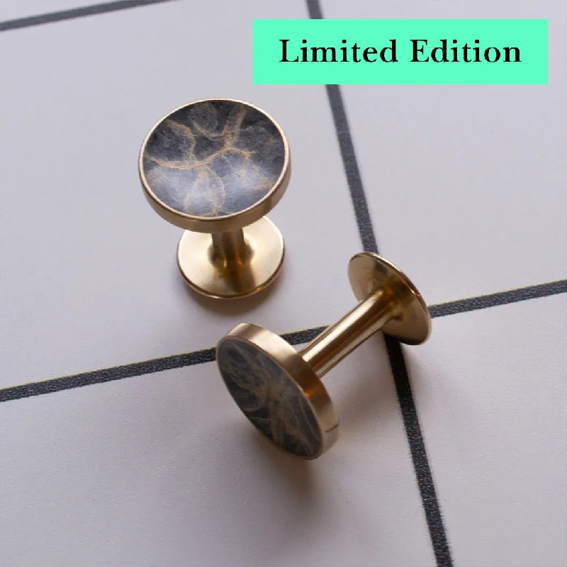 Cufflinks with classic black enamel for a sleek and timeless design-Edition - Bayley Storm brass cufflinks