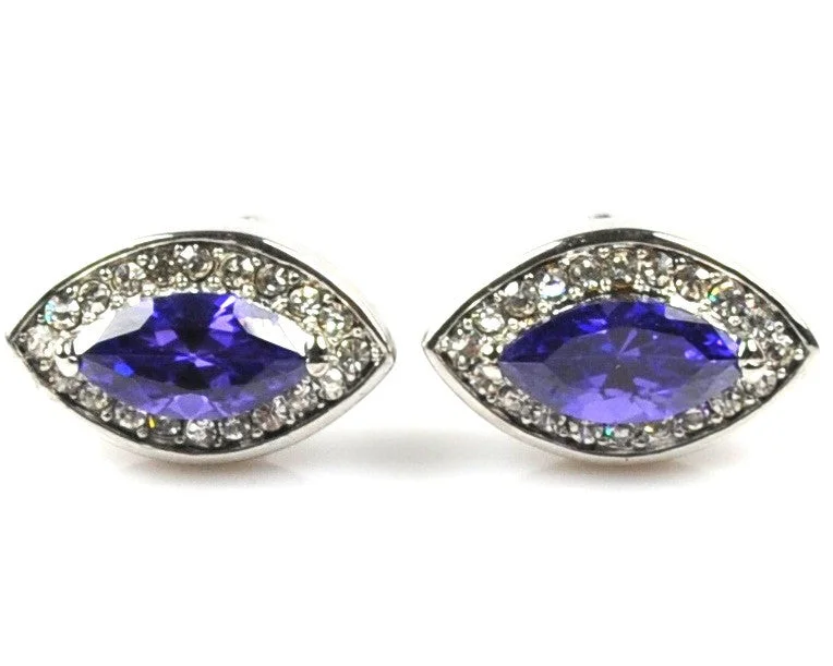 Best cufflinks with blue enamel designs for a pop of color and elegance-Blue crystal cufflinks