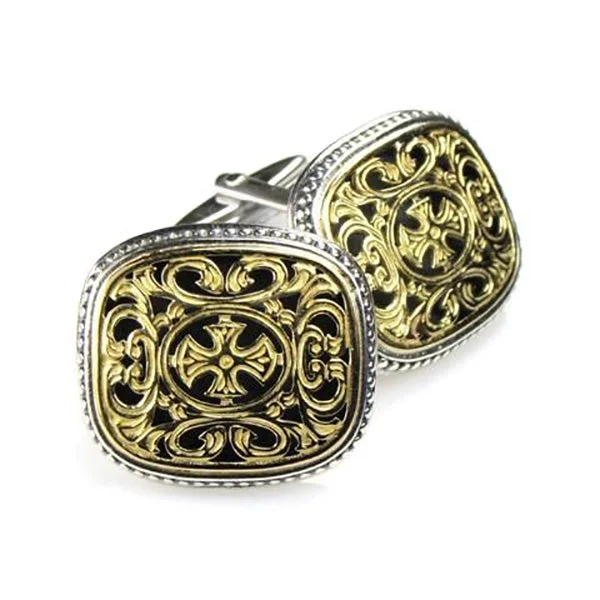 Cufflinks with geometric patterns for a sharp and fashionable look-Garden Shadows Maltese Cross Cufflinks