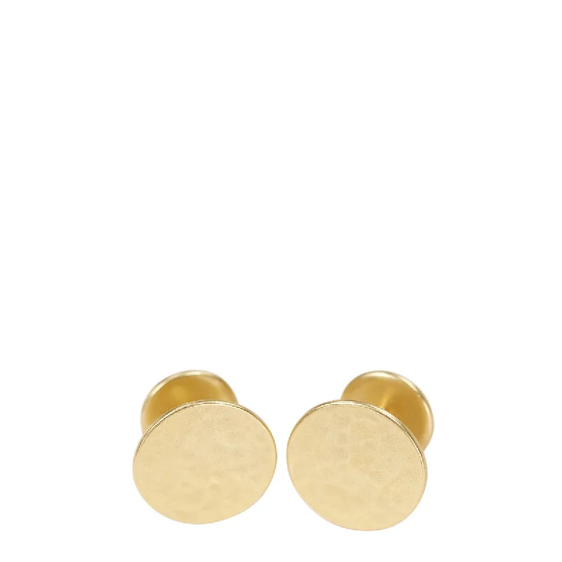 Cufflinks with Swarovski crystals for added sparkle and luxury-Men's 18K Gold Hammered Cufflinks