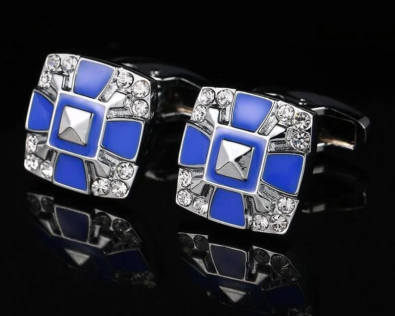 Best cufflinks with mother-of-pearl inlays for a sophisticated and luxurious feel-Blue silver square cufflinks