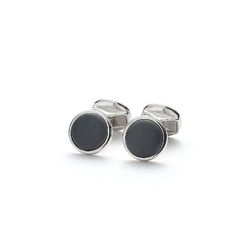 Cufflinks with wood accents for a rustic and unique design-Cufflinks Round Onyx Matte