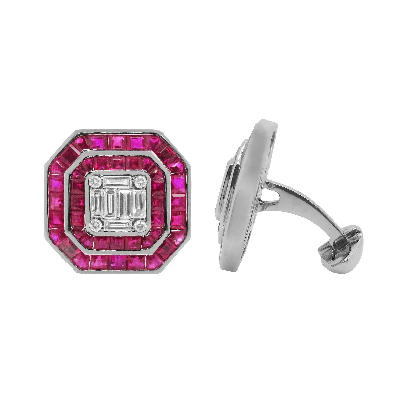 Best cufflinks with matching tie clips for a coordinated and fashionable set-14K GOLD DIAMOND RUBY ZACK CUFFLINKS