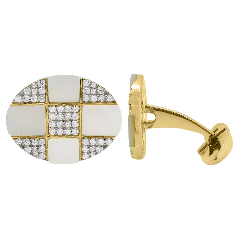 Cufflinks with art deco designs for a vintage and glamorous accessory-14K GOLD DIAMOND MOTHER OF PEARL ANDREW CUFFLINKS