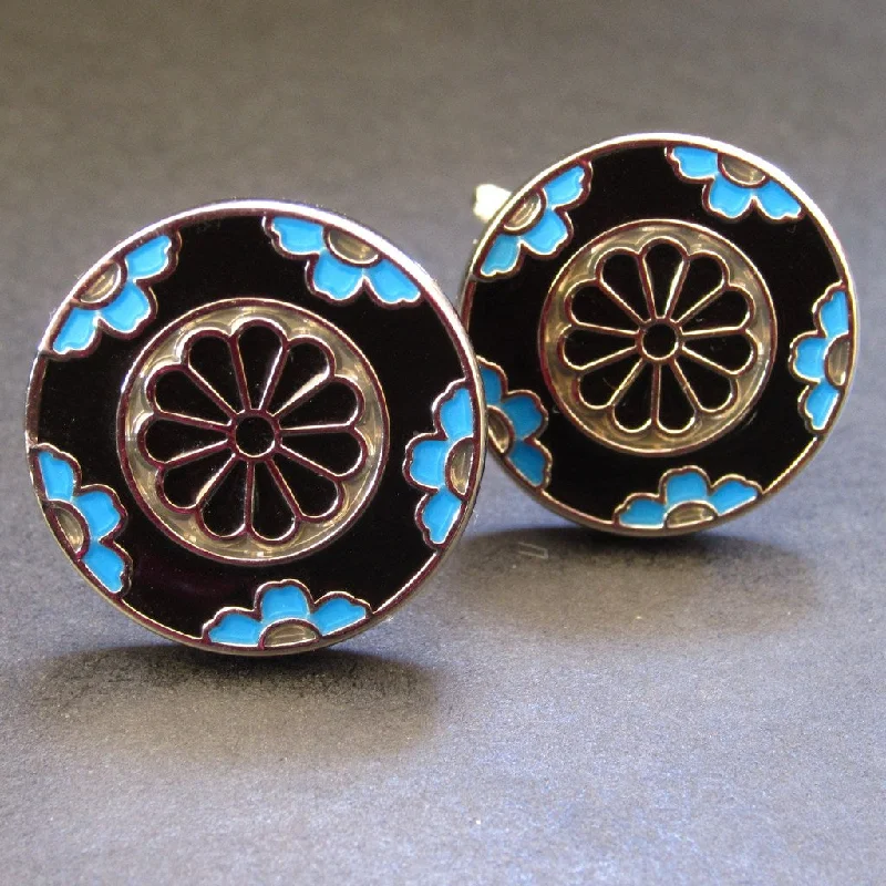 Cufflinks with engraved patterns for a personalized and intricate touch-Dark Blue Carousel Cuff Link