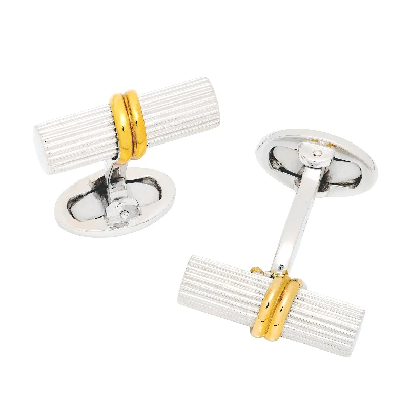 Cufflinks with vintage buttons for a retro and unique fashion statement-Roman Pillar with 18K Gold Vermeil wrap Sterling Cufflinks