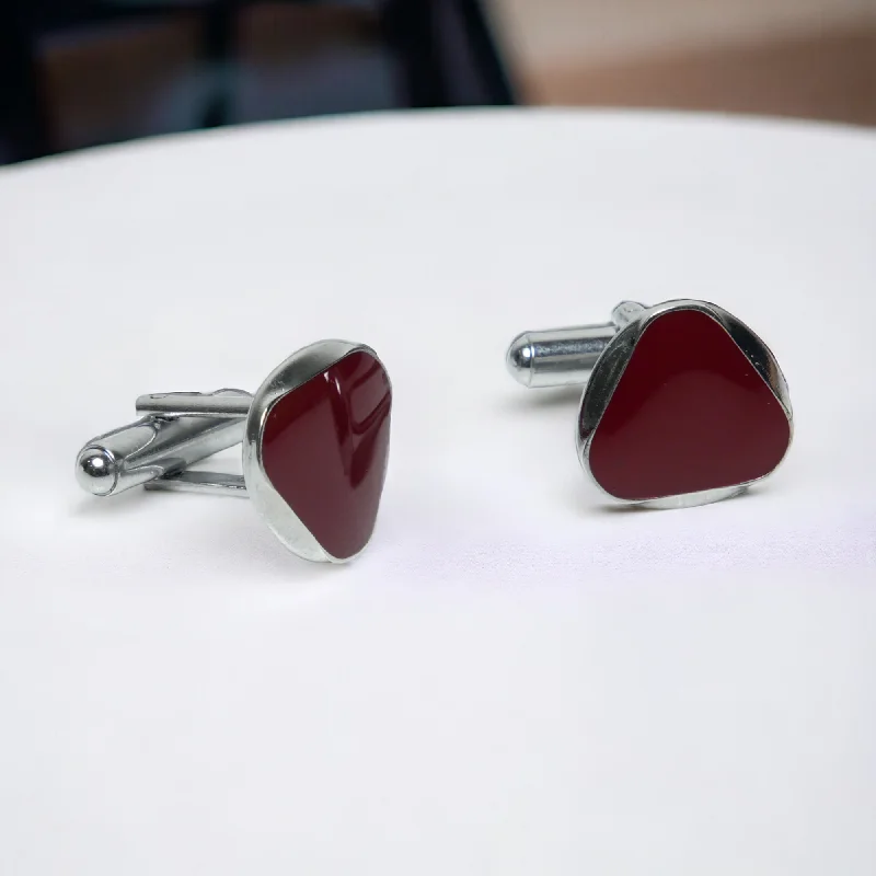 Cufflinks with vintage buttons for a retro and unique fashion statement-Chokore Circular Triangle Cufflinks (Burgundy)