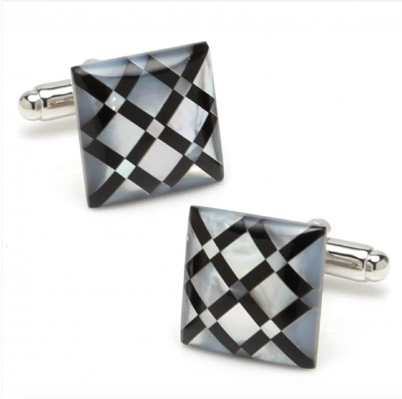 Cufflinks with art deco designs for a vintage and glamorous accessory-WHITE MOTHER OF PEARL X CUFFLINKS