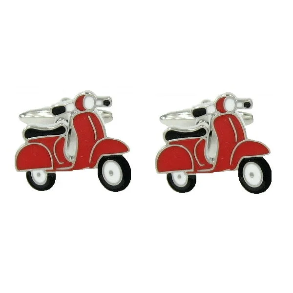 Best cufflinks with customizable engravings for a personal and thoughtful gift-Motor Scooter Red and Black Detail Mens Cufflinks 901321