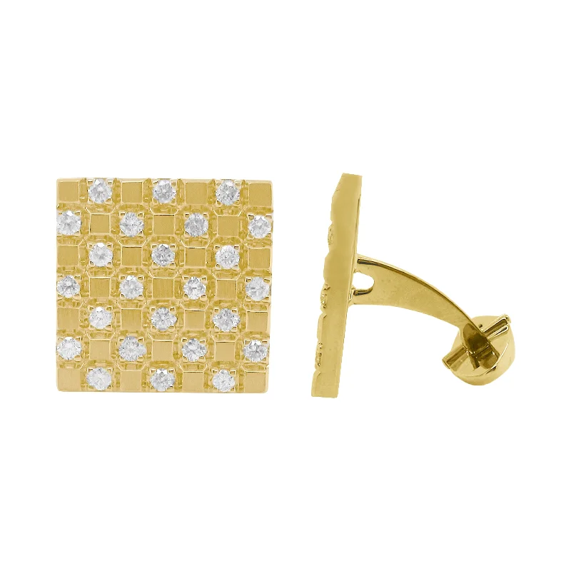 Cufflinks with unique novelty designs for fun and creative gifts-14K GOLD DIAMOND CALVIN CUFFLINKS