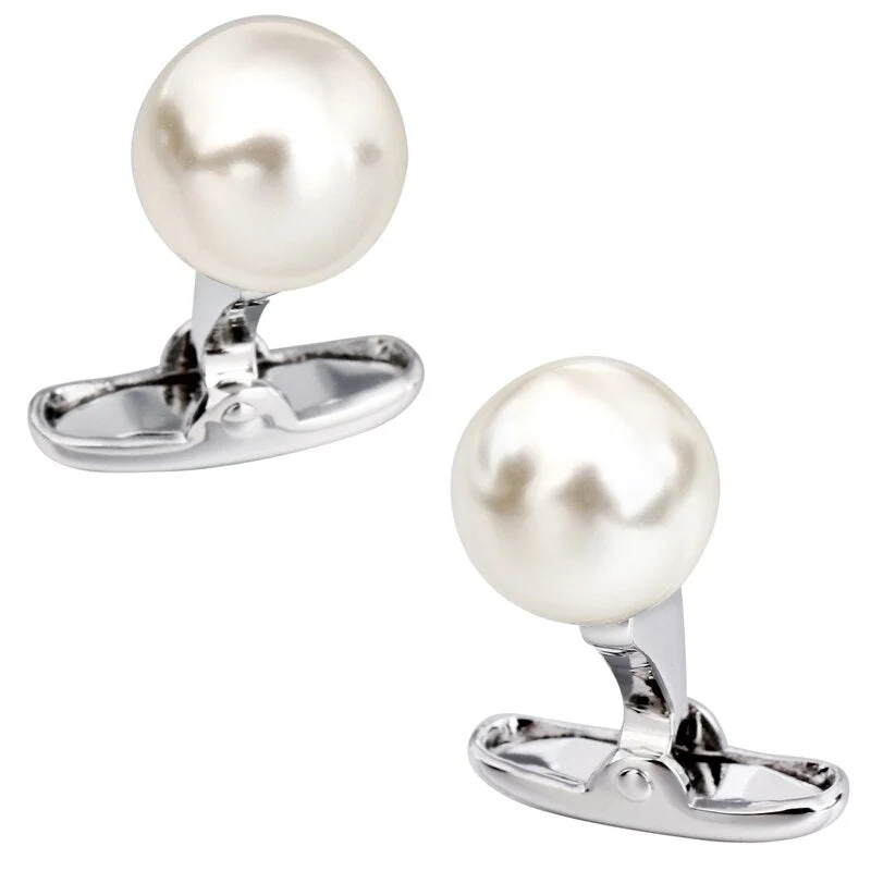 Best cufflinks for luxury gifts with high-quality materials and craftsmanship-Pearl silver Cufflinks