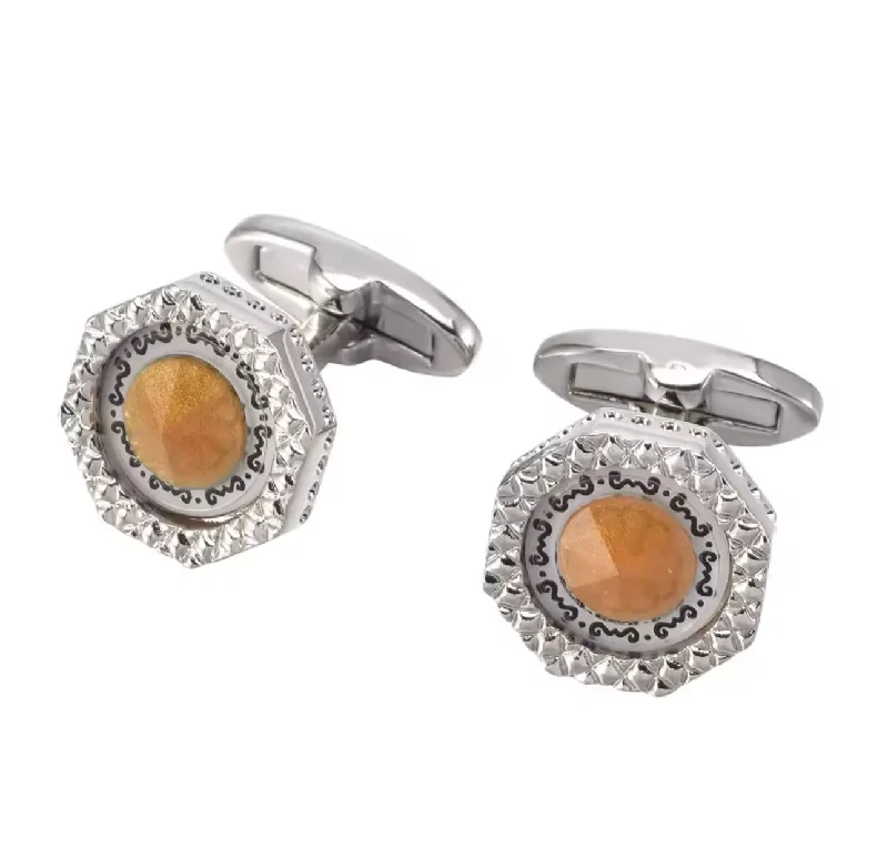 Best cufflinks for black tie events with sleek and minimalist designs-Silver orange cufflinks