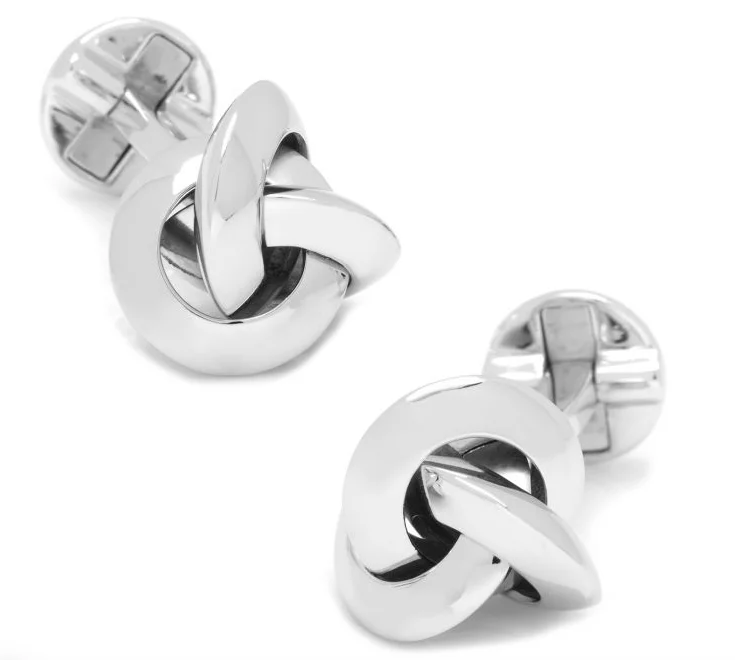 Best cufflinks with vintage cufflinks box for a complete and elegant gift set-STERLING SILVER KNOT EVAN CUFFLINKS