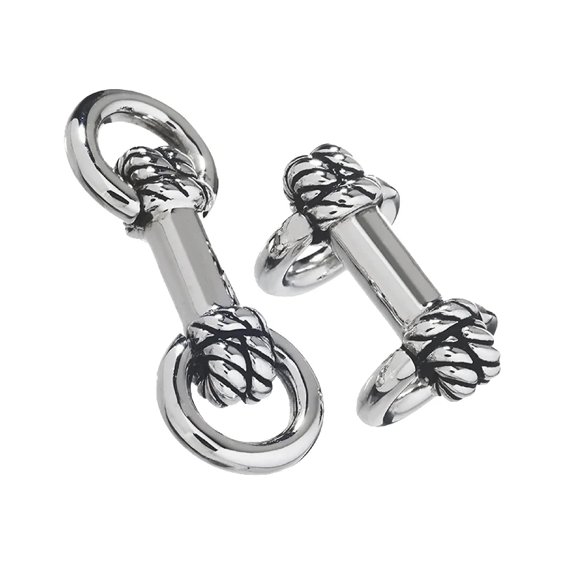 Cufflinks with customized initials for a personalized touch and meaningful gift-Rope Knot Horseshoe Sterling  Cufflinks