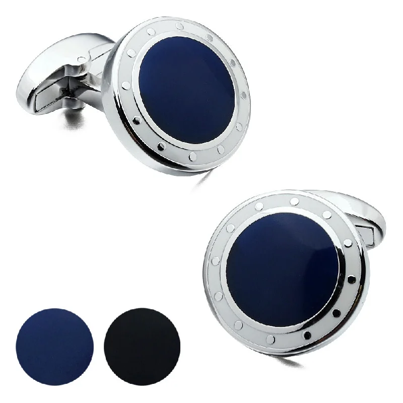 Best cufflinks with onyx inlays for a sleek, elegant and timeless appearance-Blue & Black silver Cufflinks