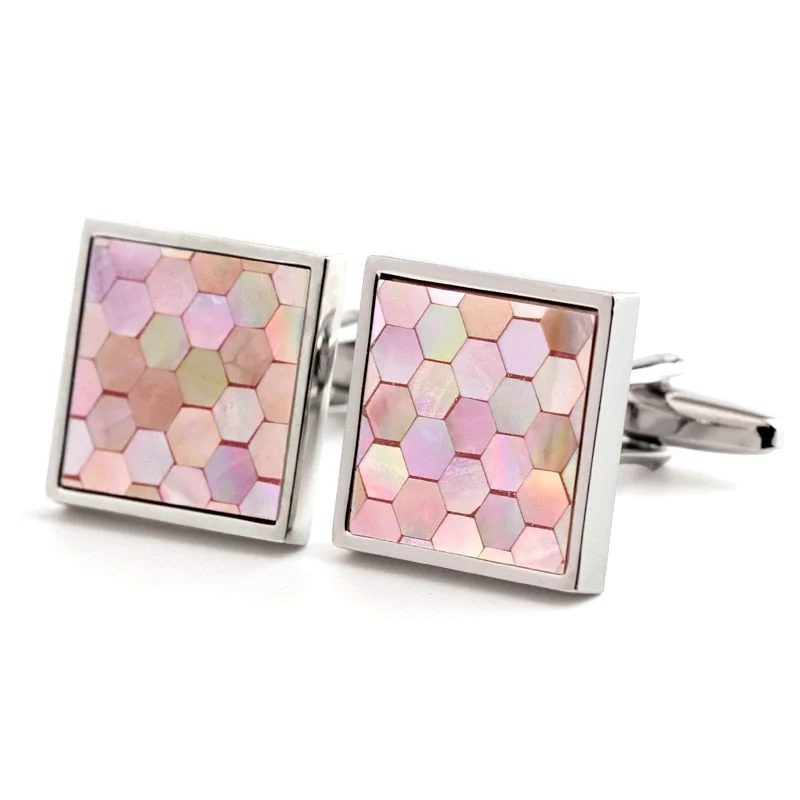 Classic cufflinks with simple round shapes for an elegant and versatile accessory-Pink Shell Cufflinks