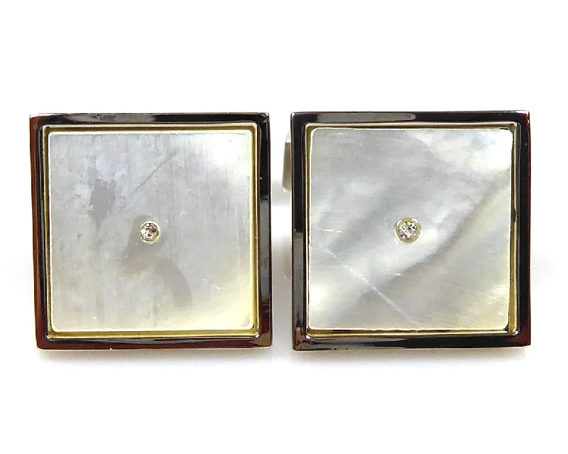 Elegant cufflinks with unique designs for a stylish and sophisticated look-Classic mother pearl silver Cufflinks