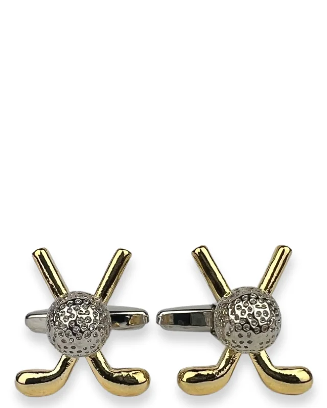 Best cufflinks with a sleek black finish for a contemporary, edgy look-DÉCLIC Golf Stick & Ball Cufflink - Gold