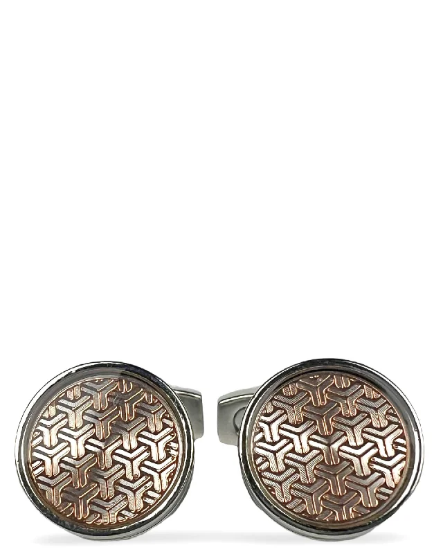 Best cufflinks for anniversary gifts with intricate designs and personal touches-DÉCLIC Lavish Round Cufflink