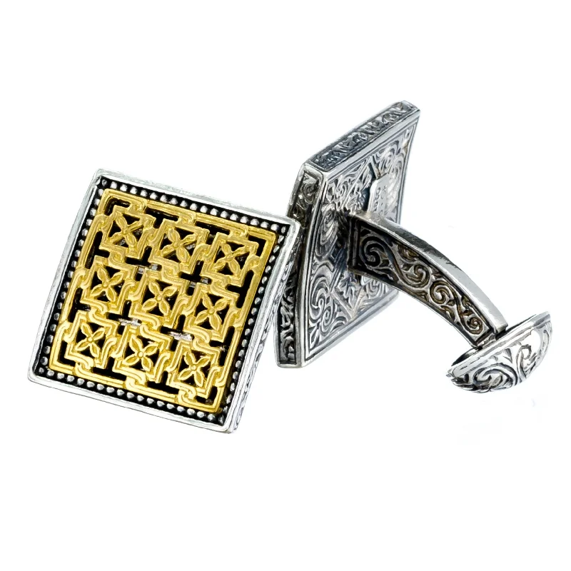 Cufflinks with textured metal finishes for a rugged and stylish appearance-Monastiraki Church Garden Trellis Cufflinks