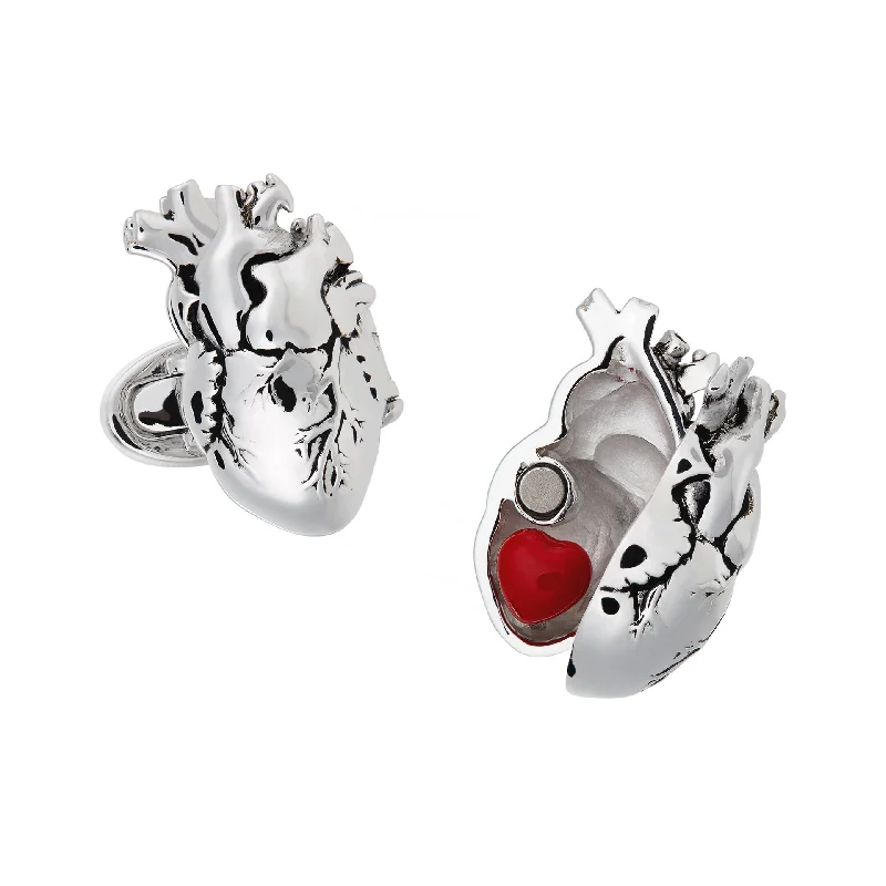 Best cufflinks with matching tie clips for a coordinated and fashionable set-Heart Anatomical Sterling Cufflinks