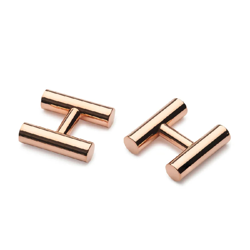 Cufflinks with geometric patterns for a sharp and fashionable look-Kitson rose gold cufflinks