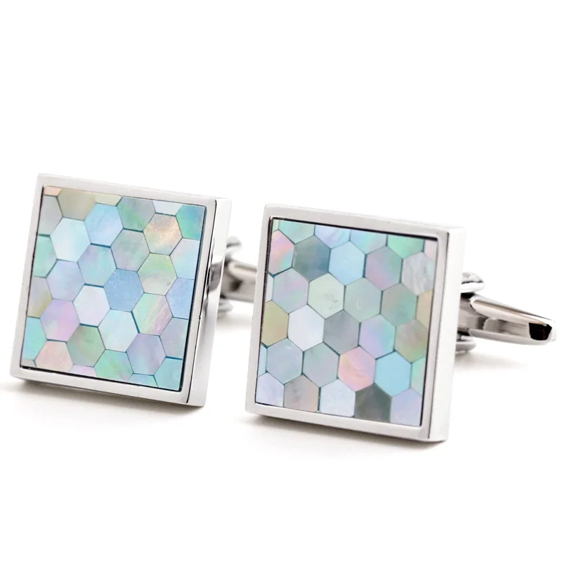 Best cufflinks with a polished gold finish for a luxurious and timeless look-Blue Shell Cufflinks