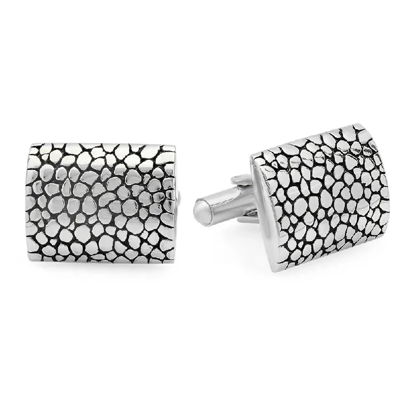 Best cufflinks for business attire with simple, sleek designs for professionals-Stainless Steel Cobblestone Accented Cufflinks