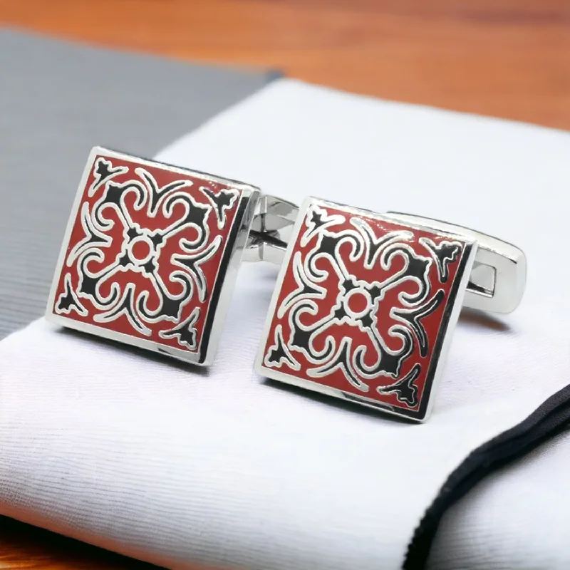 Cufflinks with artistic designs for a one-of-a-kind accessory-Chokore Classic Maroon Cufflinks