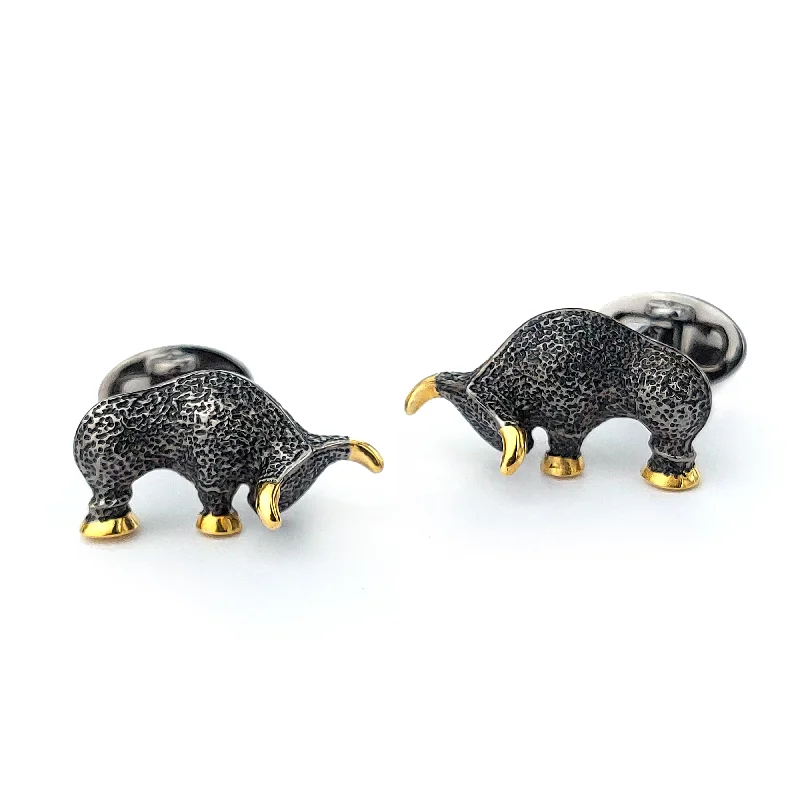 Best cufflinks for luxury gifts with high-quality materials and craftsmanship-Bull Sterling Cufflinks with 18k Gold Vermeil horns