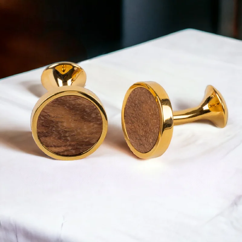 Unique cufflinks with quirky designs for a fun and personalized accessory-Chokore Gold and Wood Premium Range of Cufflinks