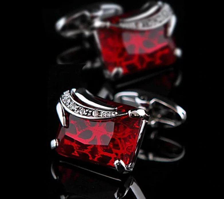 Cufflinks with art deco designs for a vintage and glamorous accessory-RED SILVER CUFFLINKS