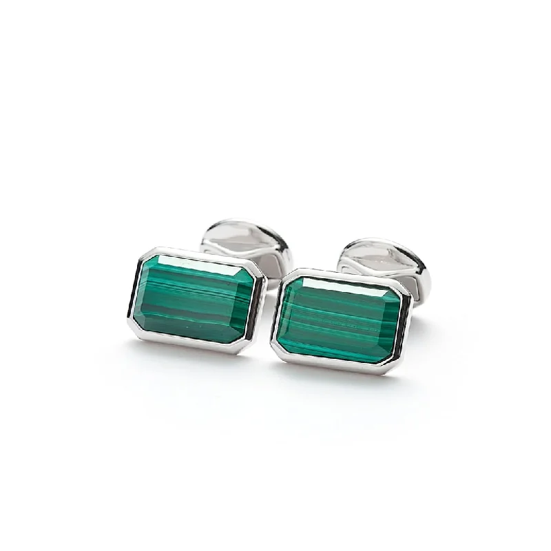 Best cufflinks with a brushed silver finish for a sleek and contemporary vibe-Cufflinks Rectangle Malachite