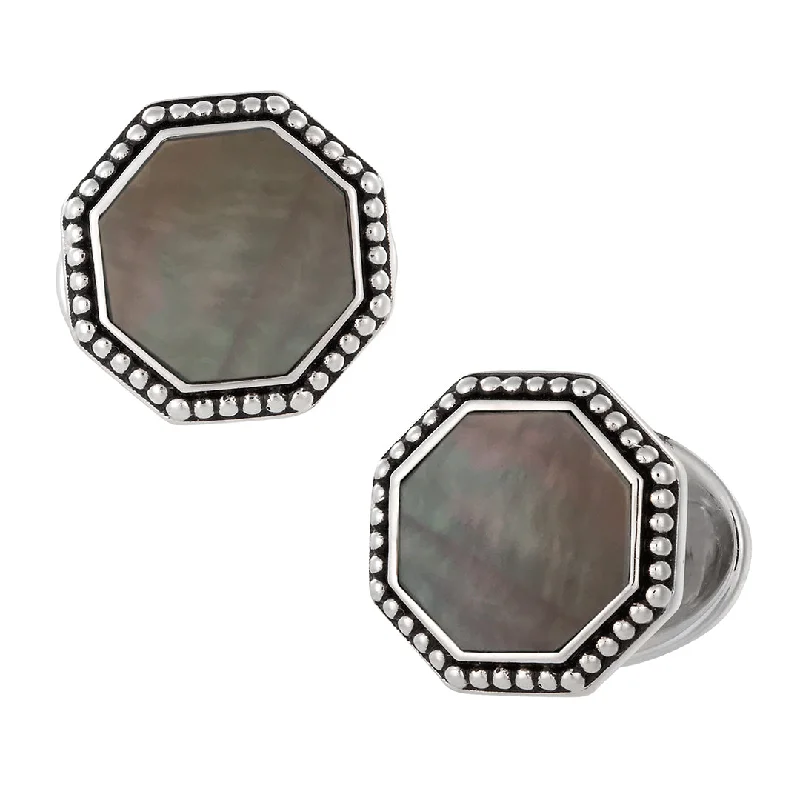 Best cufflinks with multicolored stones for a bold and vibrant appearance-Octagon Gemstone Antique Sterling Cufflinks