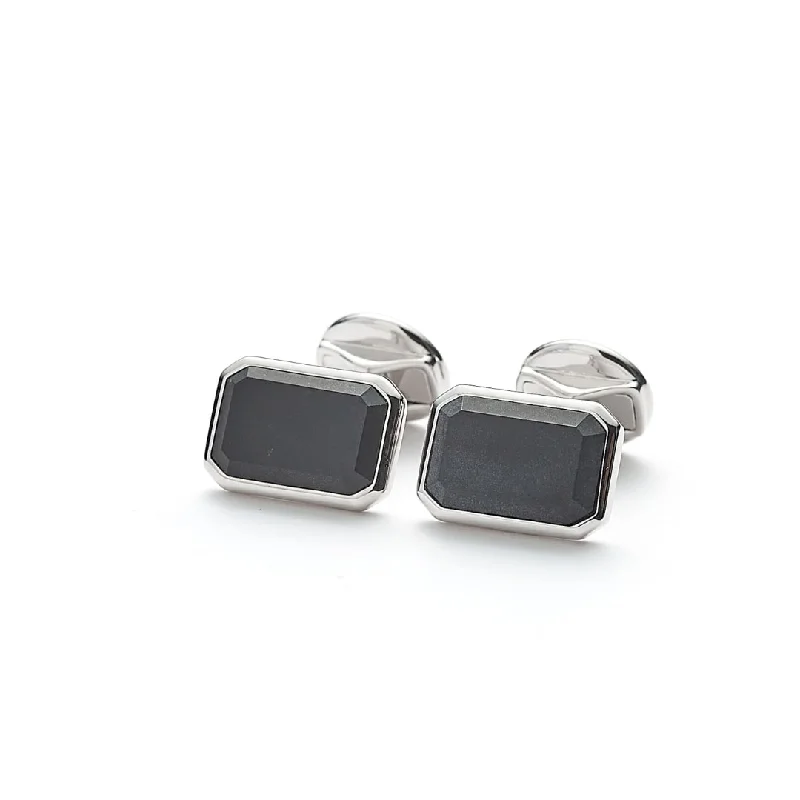 Cufflinks with unique novelty designs for fun and creative gifts-Cufflinks Rectangle Onyx Matte