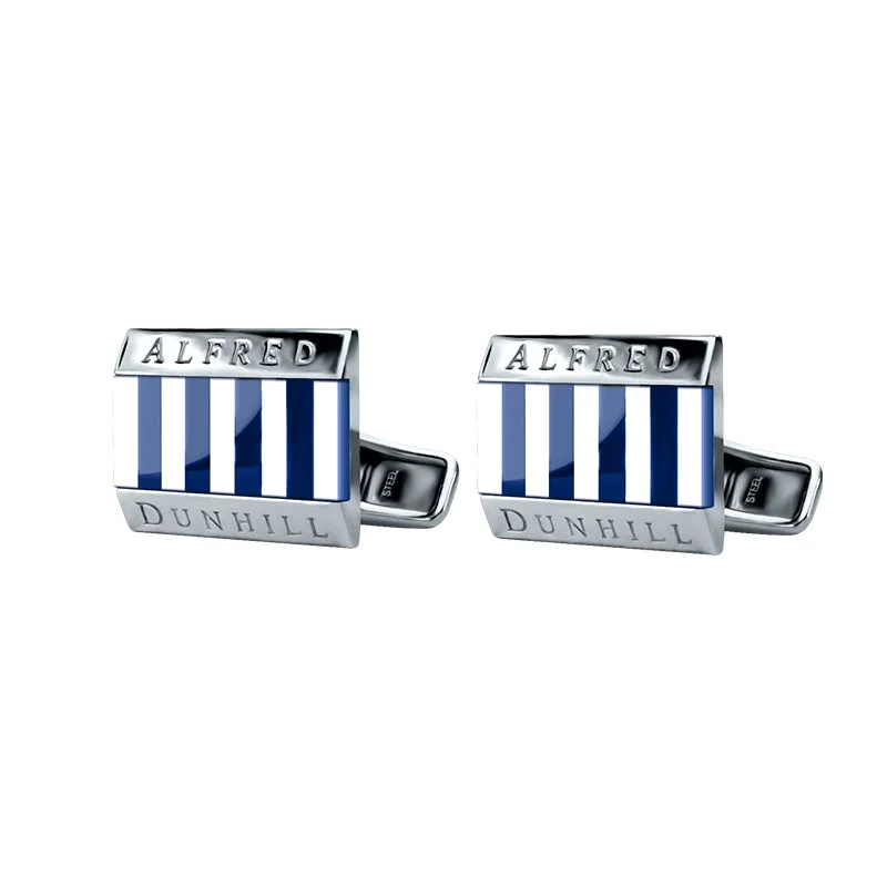 Cufflinks with geometric patterns for a sharp and fashionable look-ALFRED DUNHILL  <p>  Cufflinks Facet square pinstripe blue </p> <p>  Sterling silver, white mother of pearl & sodalite </p> <p> <FONT SIZE=2>  JLL8293H </font> </p>