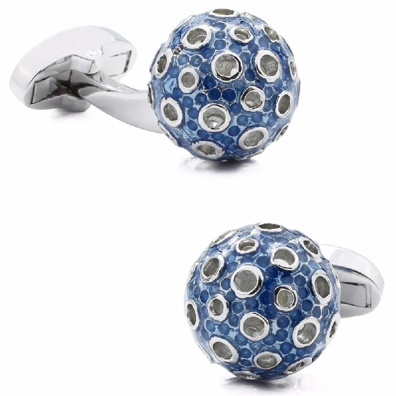 Cufflinks with brushed stainless steel designs for a rugged and modern style-Blue and White Ball Cufflinks