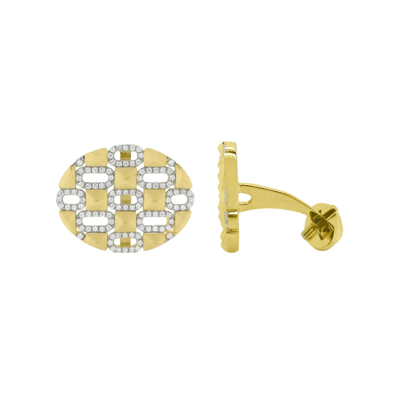 Cufflinks with sports-related designs for fans and athletes looking to showcase their interests-14K GOLD DIAMOND JARED OVAL CUFFLINKS