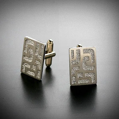 Best cufflinks for weddings with silver or gold finishes for a timeless appeal-Dancing stone design silver cufflinks