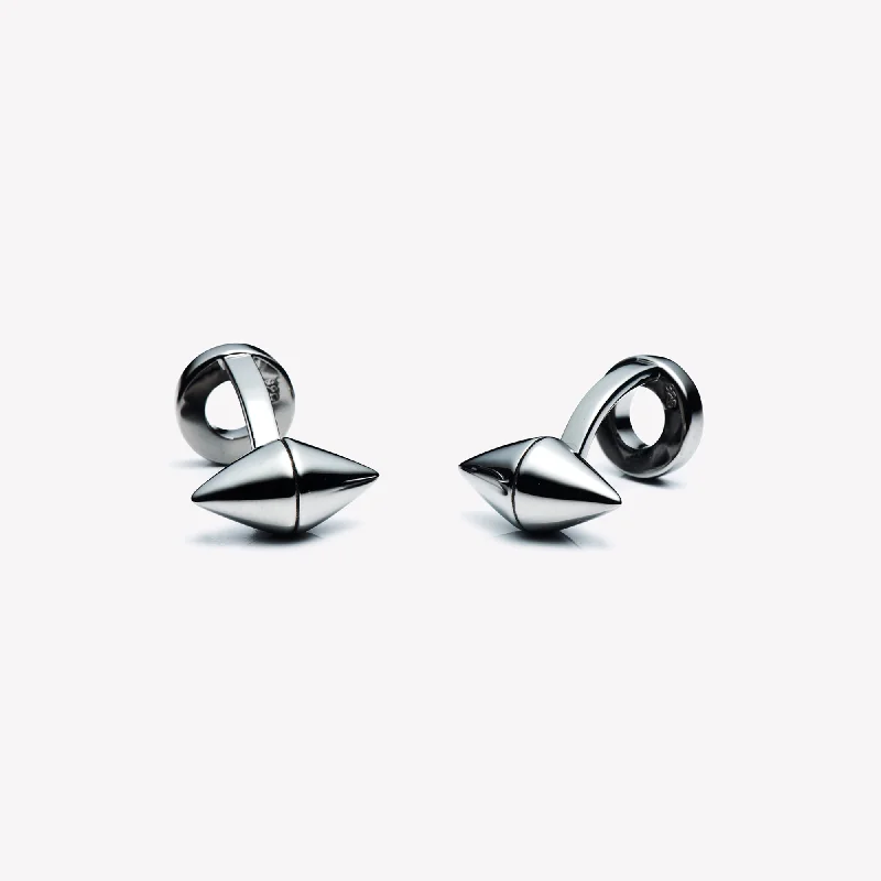 Best cufflinks with polished titanium for a modern, sleek design-MENS DOUBLE CONE CUFFLINKS