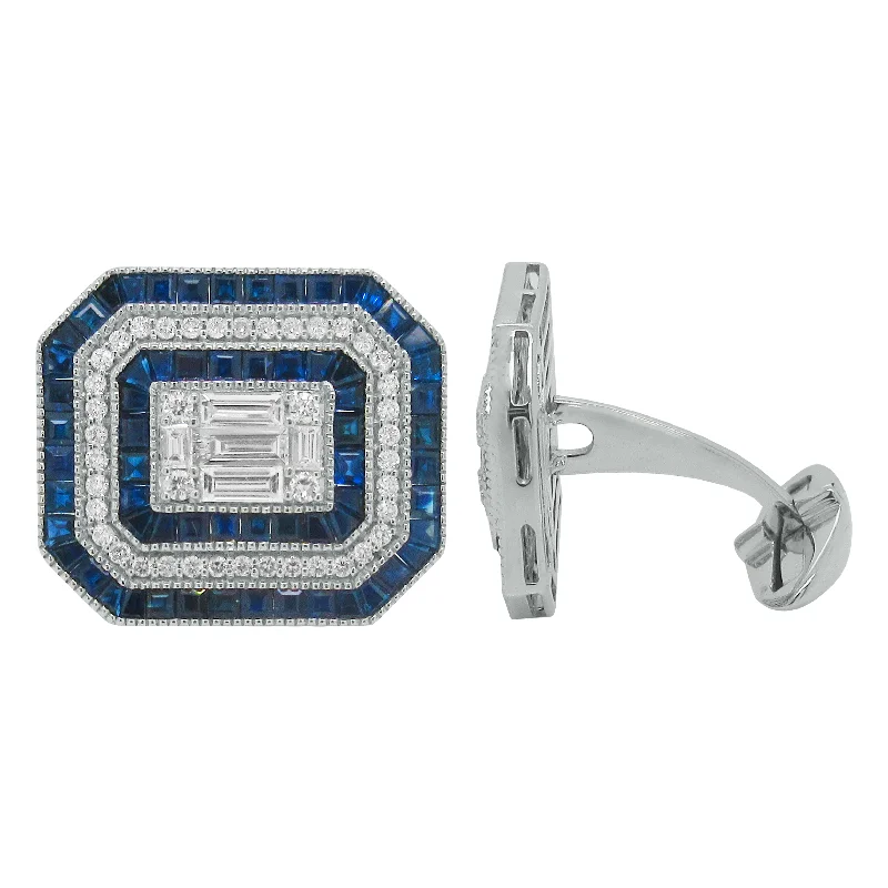 Best cufflinks with textured designs for added dimension and style-14K GOLD DIAMOND AND SAPPHIRE KYLE CUFFLINKS