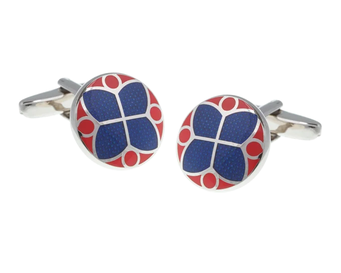 Best cufflinks with etched floral patterns for an elegant and sophisticated design-Blue and Red Stained Glass Styled Cufflinks