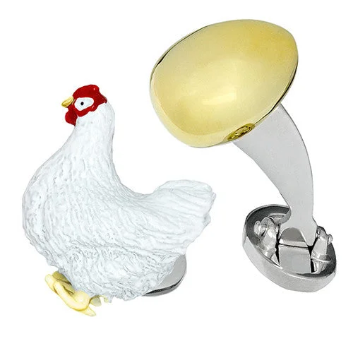 Best cufflinks with blue enamel designs for a pop of color and elegance-Chicken and the Egg Sterling Cufflinks