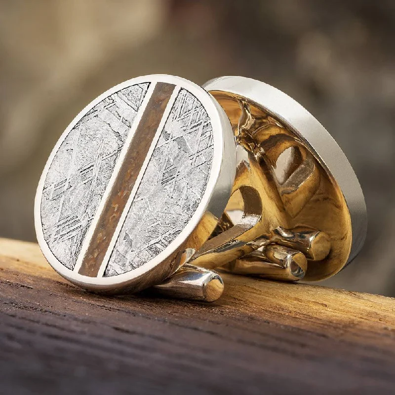 Best cufflinks with gold inlays for a luxurious and refined finish-Meteorite & Dinosaur Bone Cuff Links