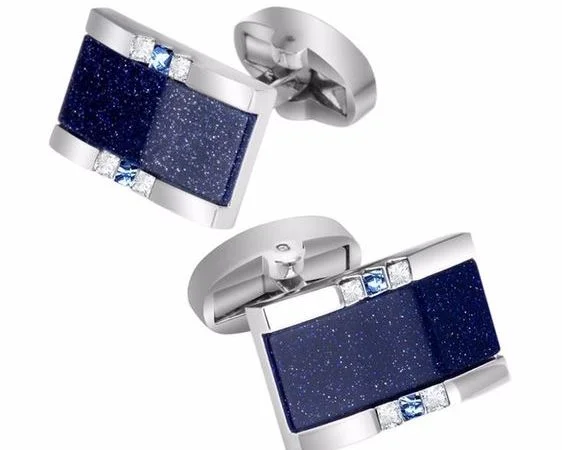 Cufflinks with subtle animal motifs for an understated and stylish look-STAR STONE SILVER CUFFLINKS