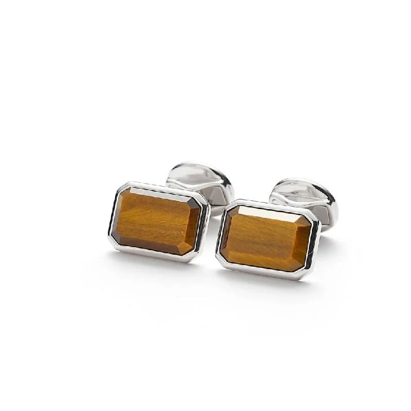 Best cufflinks for casual wear with subtle designs for a relaxed yet stylish look-Cufflinks Rectangle Tiger Eye