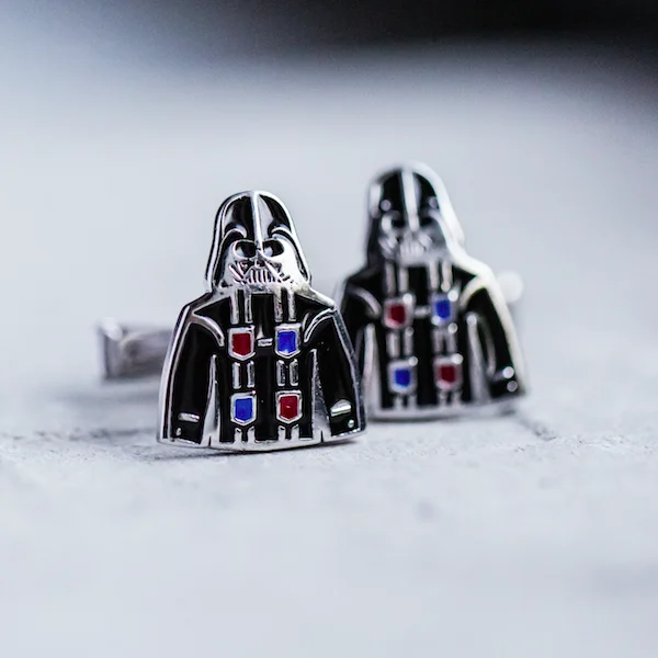 Best cufflinks for luxury gifts with high-quality materials and craftsmanship-Sterling Silver Enamel Cufflinks Darth Guayabera