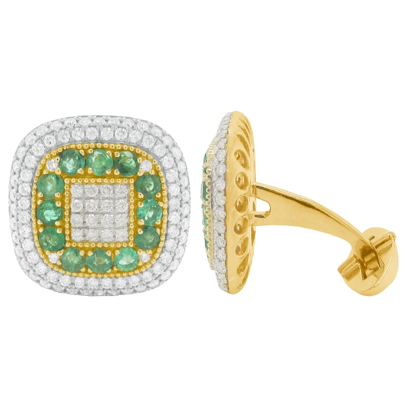 Best cufflinks with rose gold plating for a trendy and luxurious finish-14K GOLD DIAMOND EMERALD STAN CUFFLINKS